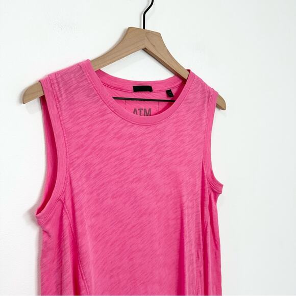 ATM Slub Jersey Cotton Tank Dress Mini Lotus Pink Barbie Beach size Medium - Picture 5 of 8